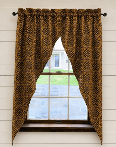 SHADOWBROOK SAVANNAH CURTAIN MUSTARD/BLACK 72"X63"